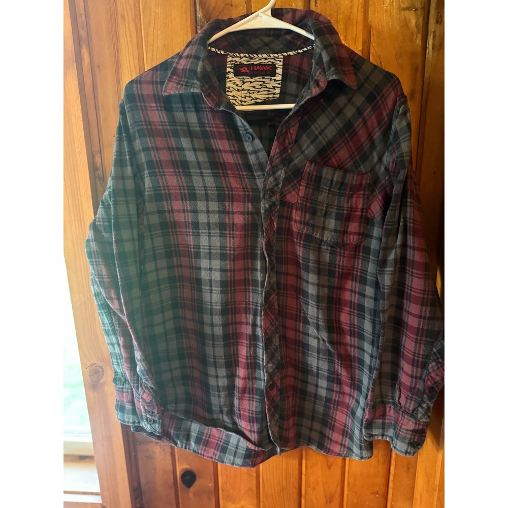 Tony Hawk Flannel Shirt Mens Long Sleeve Plaid Button Up Casual